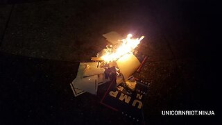 Aug 19 2016 Minneapolis Convention Center 3.4 Antifa burns flag while people are leaving the building