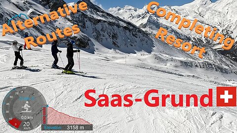 [4K] Skiing Saas Grund, Alternative Routes 3150m Spring Skiing, Wallis Schweiz, GoPro HERO11