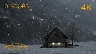 BLIZZARD NIGHT at the BARN HOUSE | Howling Wind & Blowing Snow Ambience | 10 HOURS