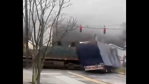 The Moment A Train Slams Into Tractor Trailer in NY