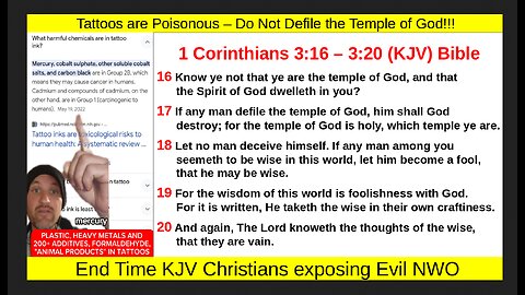 Tattoos are Poisonous – Do Not Defile the Temple of God!!!