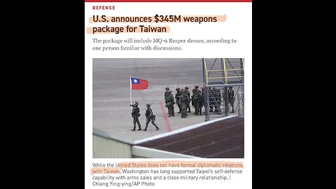 TAIWAN - "In keeping with its China policy, the U.S. does not support Taiwan independence”