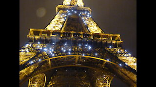 Eiffel Tower Lights at Nighttime