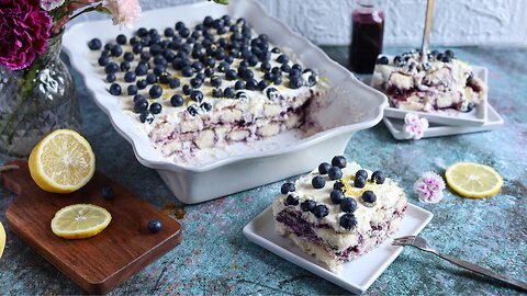 Easy No Bake Dessert. Blueberry Tiramisu with a Hint Of Lemon.