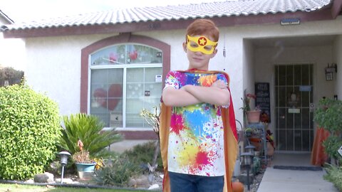 Seven-year-old caped crusader takes on graffiti in Oildale
