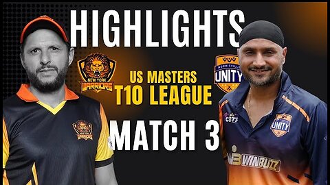 US Masters T10 League 2023 Highlights - New York Warriors vs Morrisville Unity - Shahid Afridi