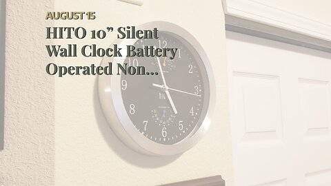 HITO 10” Silent Wall Clock Battery Operated Non Ticking Sweep Movement Glass Cover Silver Alumi...