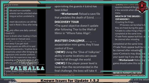 Assassin's Creed Valhalla- Known Issues for Update 1.5.2