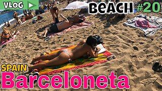 THE BEACH Walking tour - BARCELONETA BEACH Travel Vlog - Catalunya Spain Vlog #20