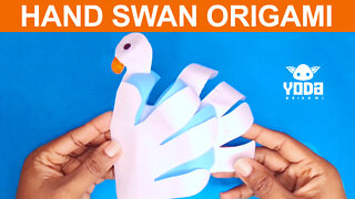 How To Make an Origami Hand Swan - Easy Paper Cap Tutorial