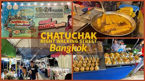 Chatuchak Night Walking Street - Bangkok Thailand 2023 - Amazing Street Food Market