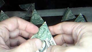 Money Origami Design Process! Tetrahedron 4 sided box Ornament Dollar Design © #DrPhu