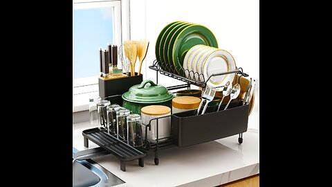 Dish Drying Rack with Drainboard Set