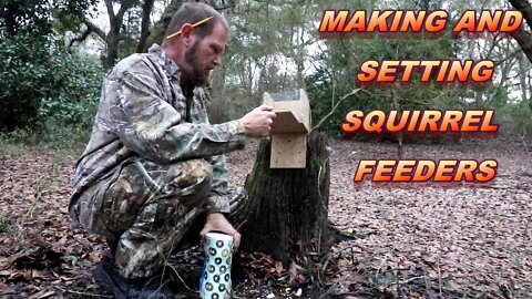 Making and setting a squirrel feeder. Homemade squirrel feeder so easy to do!