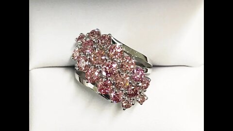 Gorgeous lab-grown pink diamond waterfall ring