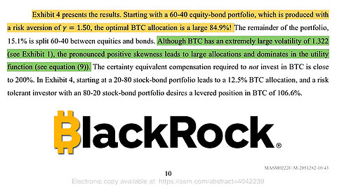 BlackRock Recommends a Massive 84.9% Bitcoin Allocation in your Investment Portfolio! 🪙📈🤑