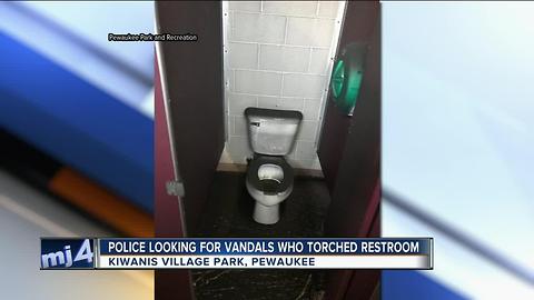 Police looking for vandals who torched Pewaukee restroom