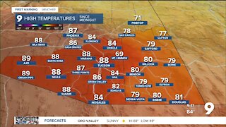 Near record warm temperatures today