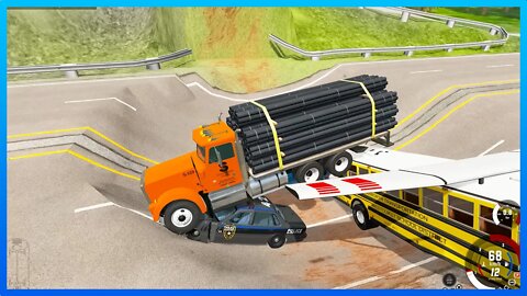 BeamNG Drive: Trucks Jumping top speed & Trucks vs Giant Pit, SPECIAL VIDEO #300