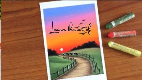 Easy Oil Pastel Sunset Scenery Painting for beginners | PATHWAY IN SUNSET | Oil Pastel Drawing