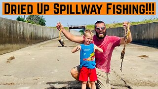 FISHING a Dried Up SPILLWAY!!! (What Is Still Living Here?)