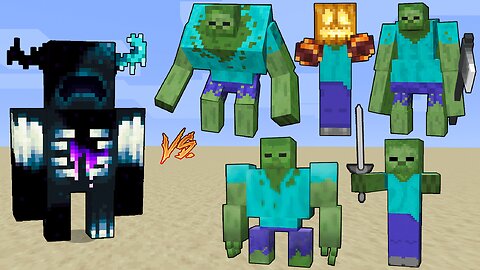 Infected Warden Vs powerful Zombies / Minecraft Mob Battle