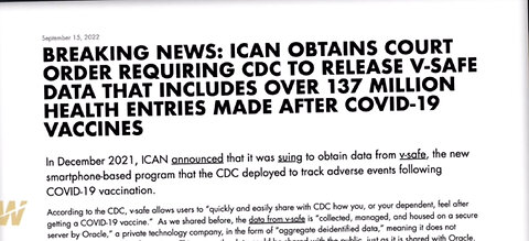 V-Safe (vaccine) adverse event text data is released this year thanks to iCAN and Atty Aaron Siri