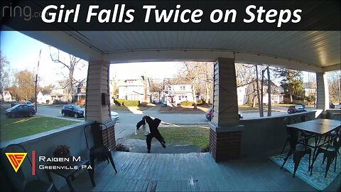 Girl Falls Twice on Steps Caught on Ring Camera | Doorbell Camera Video