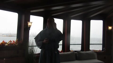Fr Andre Marie leads the Rosary at the Cenacle for priests onboard ship 10 30 21 2 of 2