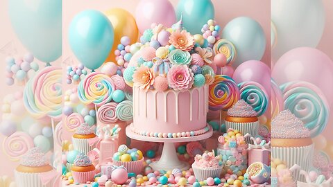 Happy Birthday Song For Girls! Beautiful Girly Happy Birthday! With Flowers Cakes Cupcakes Balloons!