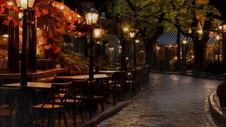 Relaxing Rainy Street Cafe With No Thunder