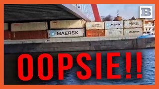 Embarrassing! Barge Full of Containers Gets Stuck Underneath Bridge in Netherlands
