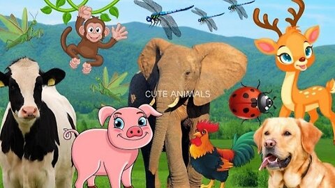 Funny farm animal moments: Elephant, Dairy Cow, Dog, Chicken, Pig, Ladybug, Deer ... - Animal sounds