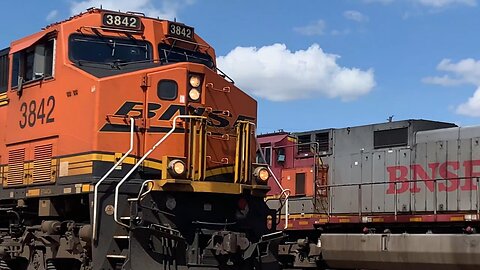 Mixed Bag of Locomotives Become Head-End Power for Eastbound Intermodal in Amarillo.