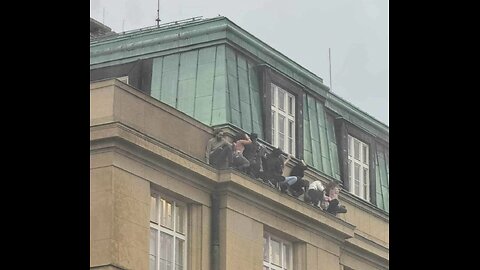 Students jumped off roof to take cover.#Shooting #Prague #Czech #Charles University #David Kozak