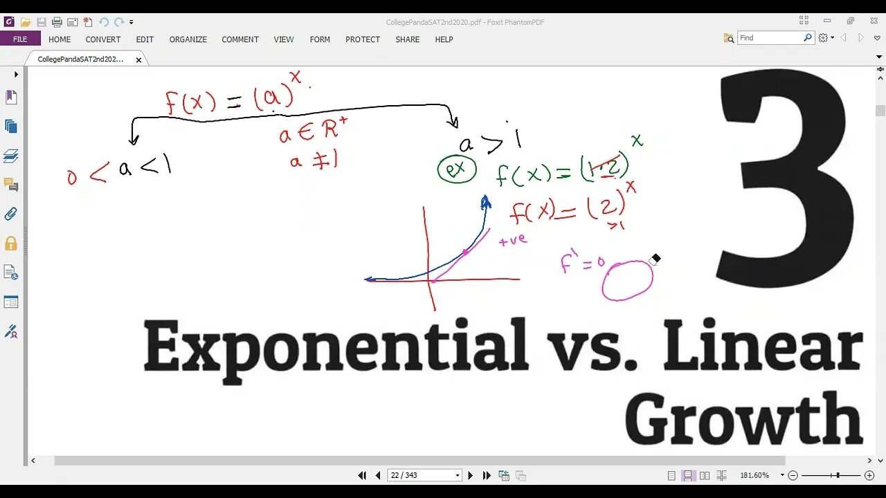 #Chapter 3 (Explanation Exponential vs. Linear Growth) #Panda #SAT #EST ...