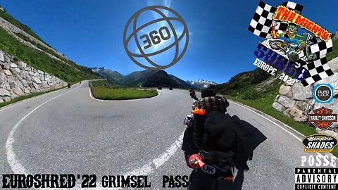 VR 360 Video of riding a Harley Davidson Fatbob in the ALPS | Grimsel to Furka Pass | Euroshred 2022