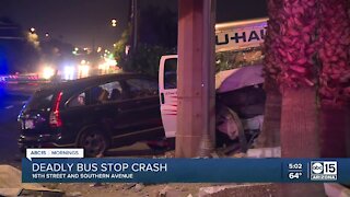 Man struck, killed after truck crashes into south Phoenix bus stop