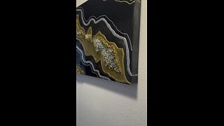Gold and black resin geode art