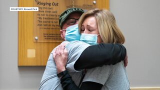 "It was a miracle:" husband and wife both declared cancer-free, ring bell at Roswell Park together
