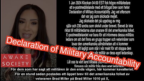 Declaration of Military Accountability Jan 1, 2024 NU händer det!!! Svensktextat, dela