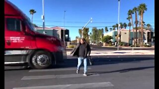 Woman almost hit during crosswalk safety event