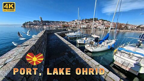 Port, Lake Ohrid, Macedonia | Walking Travel Tour Guide | Winter Time | Insta360 One X2