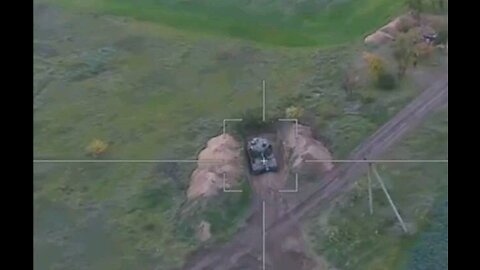 Ukrainian tank hit by Kamikaze Drone.