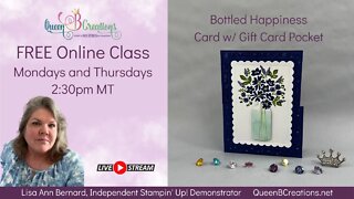 👑Bottled Happiness handmade card with gift card holder
