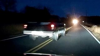 Idiot passes double yellow line, at night, almost hits me and almost causes a head on collision!￼