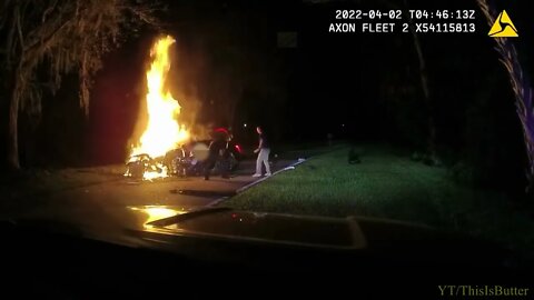 Dash Cam Video Captures Charlotte County Deputies Rescue Man Trapped Inside Burning Vehicle