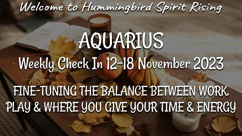 AQUARIUS 12-18 Nov 23 - FINE-TUNING THE BALANCE BETWEEN WORK, PLAY, WHERE YOU GIVE YOUR TIME/ENERGY