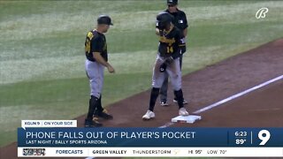 Phone falls out of player's pocket