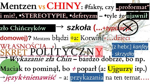 Mentzen vs. CHINY: fakty czy „proformat” i mit?•STEREOTYPIE •defetyzm – •tyle/ujawnił zło Chińczyków
